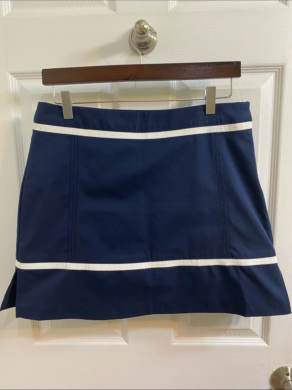 Adidas Pleated Tennis Skirt Skort Women Size 8 Blue White ClimaCool Stretch Golf